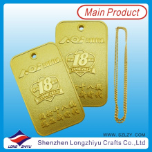 Ouro em relevo Plating Dog Tags com Cadeia de bola